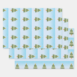 Niedlicher Weihnachtsbaum Geschenkpapier Set