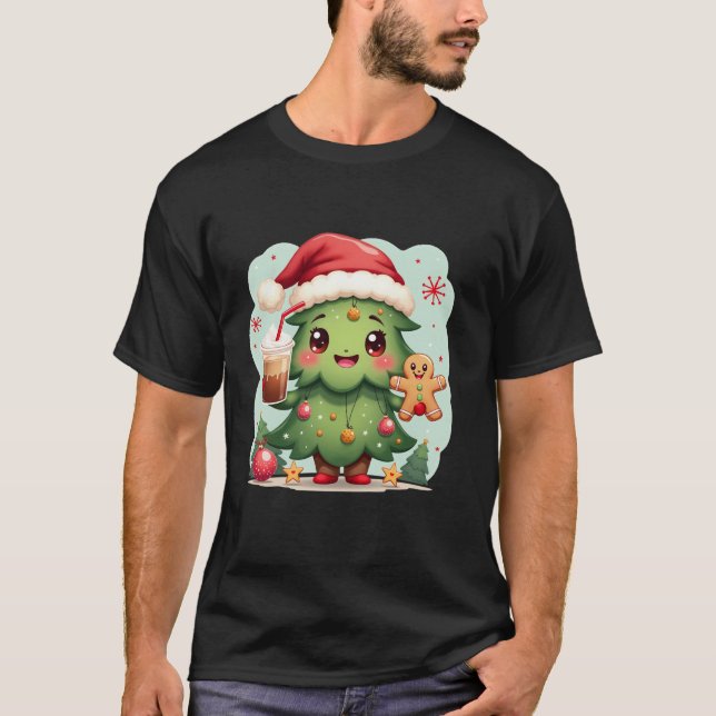 Niedlicher Weihnachtsbaum Gingerbrot Weihnachtsman T-Shirt (Vorderseite)