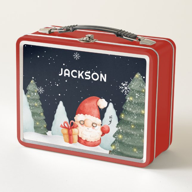 Niedlicher Weihnachtsbaum Gnome Holiday Metall Brotdose (Vorderseite)