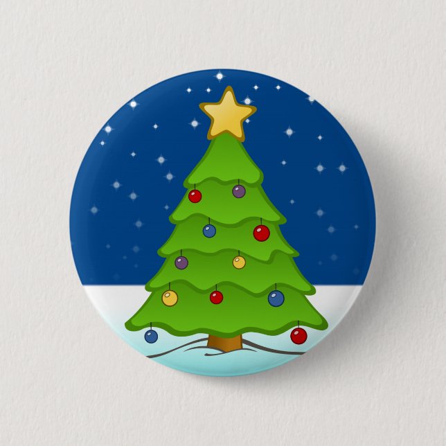 Niedlicher Weihnachtsbaum im Schnee Button (Vorderseite)