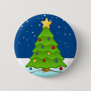 Niedlicher Weihnachtsbaum im Schnee Button