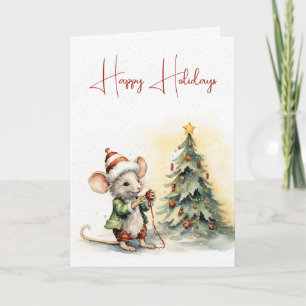 Niedlicher Weihnachtsbaum in Schneeflocken Karte