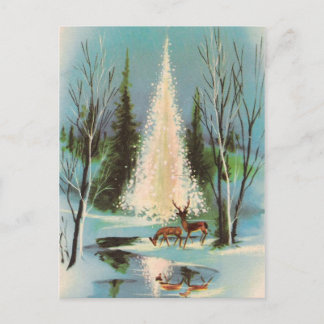 Niedlicher Weihnachtsbaum mit Hirsch Postkarte