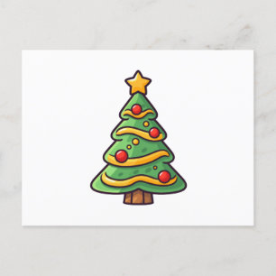 Niedlicher Weihnachtsbaum mit Ornamenten Feiertagspostkarte
