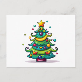 Niedlicher Weihnachtsbaum mit Ornamenten Feiertagspostkarte