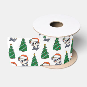 Niedlicher Weihnachtsbaum Panda Rote Weihnachtsman Satinband