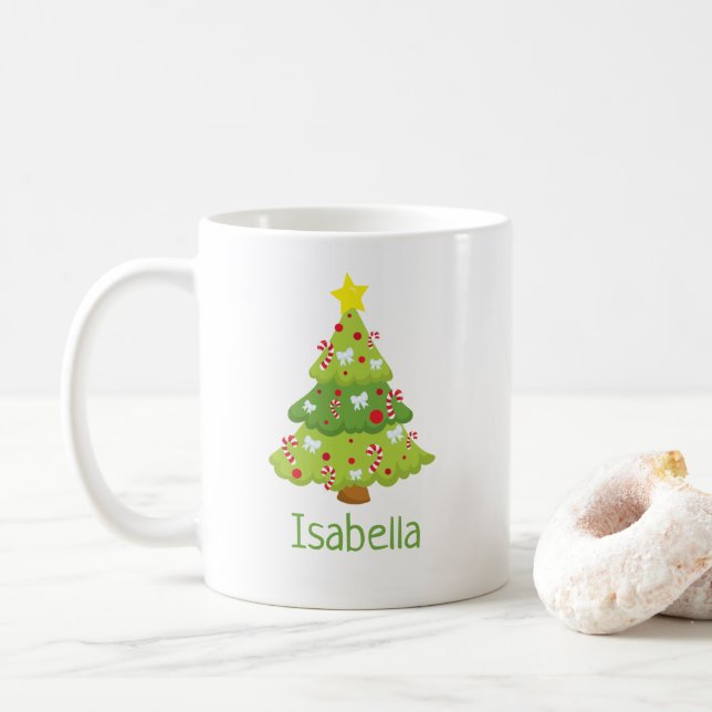Niedlicher Weihnachtsbaum Personalisierte Weihnach Kaffeetasse (Mit Donut)