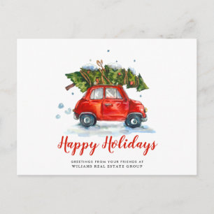Niedlicher Weihnachtsbaum Red Car Unternehmensgrüß Postkarte
