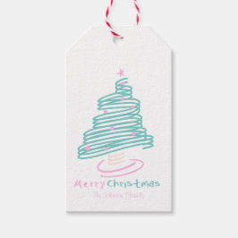 Niedlicher Weihnachtsbaum Rosa Aquamarine Geschenk Geschenkanhänger