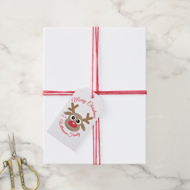 Niedlicher Weihnachtsbaum Roter Skriptname Weiß Geschenkanhänger (Mit Garn)