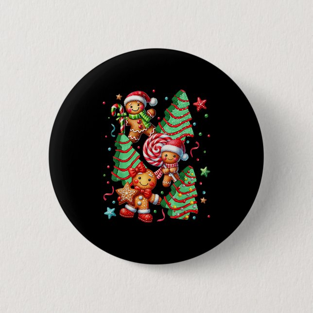 Niedlicher Weihnachtsbaum Santa Gingerbread Xmas F Button (Vorderseite)