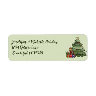 Niedlicher Weihnachtsbaum und Feiertagsadresse