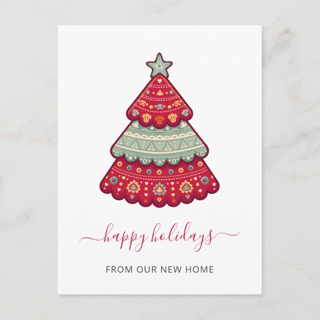 Niedlicher Weihnachtsbaum Wir haben Urlaub bewegt Postkarte (Vorderseite)