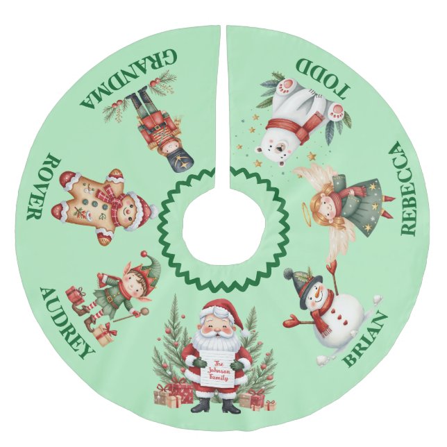 Niedlicher Weihnachtsbaumrock mit Namen Polyester Weihnachtsbaumdecke (Vorderseite)