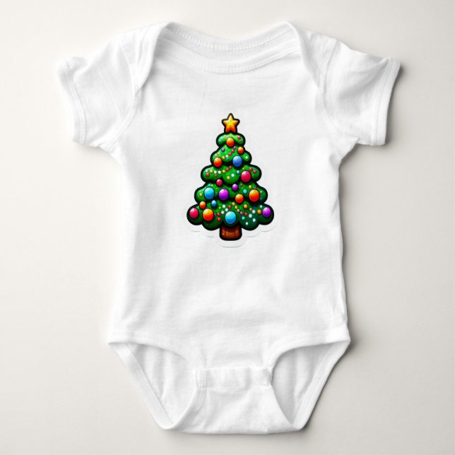 Niedlicher Weihnachtsbaumspass Baby Strampler (Vorderseite)