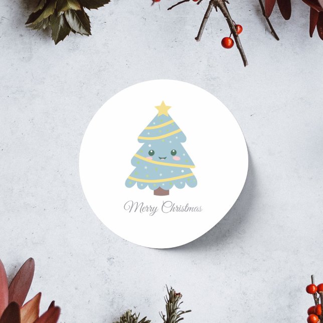 Niedlicher Weihnachtsbaumsticker Runder Aufkleber (Cute Christmas Tree Sticker)