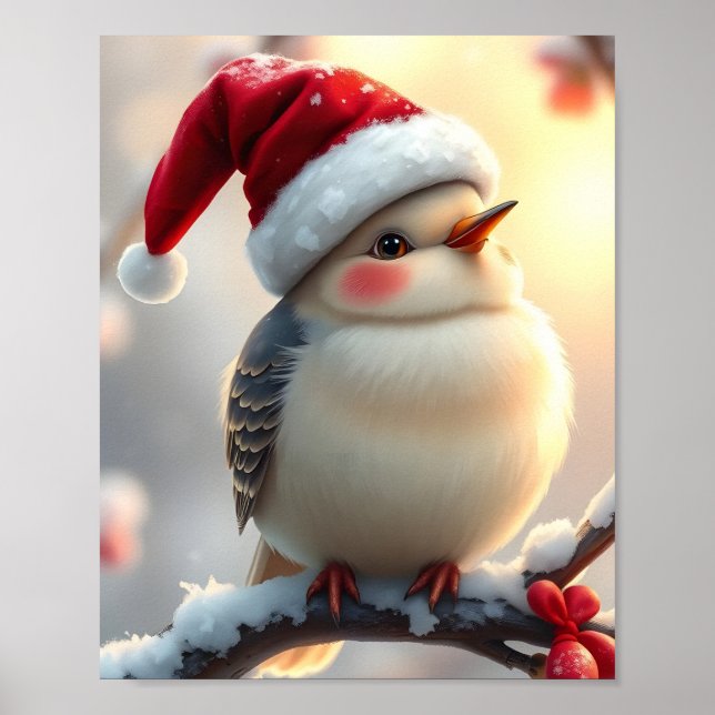 Niedlicher Weihnachtsbird Poster (Vorne)