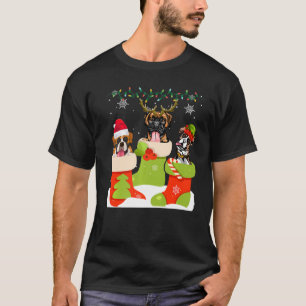 Niedlicher Weihnachtsboxer in Sock Xmas Rentier Sa T-Shirt