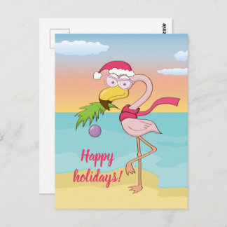 Niedlicher Weihnachtsbramingo am Strand personalis Postkarte