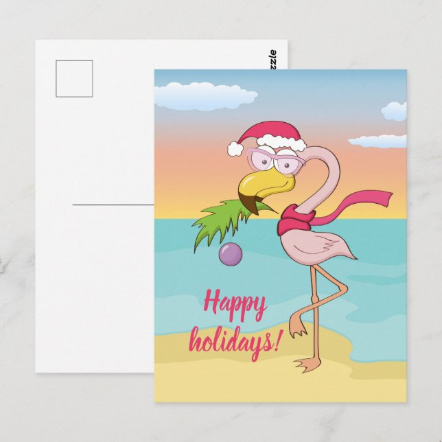 Niedlicher Weihnachtsbramingo am Strand personalis Postkarte (Vorne/Hinten)