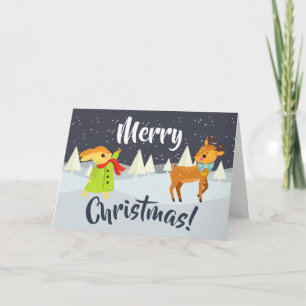 Niedlicher Weihnachtsbunny und Hirsch Feiertagskarte