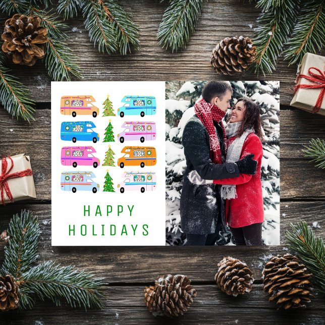 Niedlicher Weihnachtscampingplatz RV CUSTOM FOTO F Karte (Cute Christmas Camper RV CUSTOM PHOTO Holiday Card
)