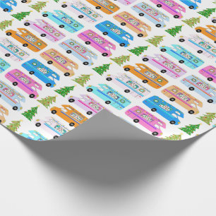 Niedlicher Weihnachtscampingplatz Vintag Motorhome Geschenkpapier