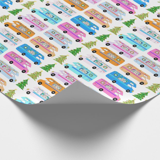 Niedlicher Weihnachtscampingplatz Vintag Motorhome Geschenkpapier (Ecke)