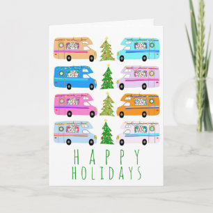 Niedlicher Weihnachtscampingplatz Vintag Motorhome Karte