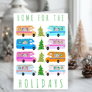 Niedlicher Weihnachtscampingplatz Vintag Motorhome Karte