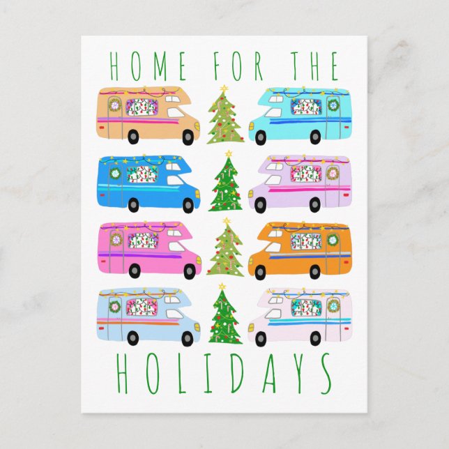 Niedlicher Weihnachtscampingplatz Vintag Motorhome Postkarte (Vorderseite)