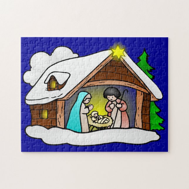 Niedlicher WeihnachtsCartoonNativity Puzzle (Horizontal)