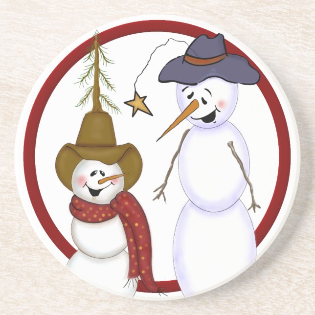 Niedlicher Weihnachtscowboy Snowman Untersetzer (Vorne)