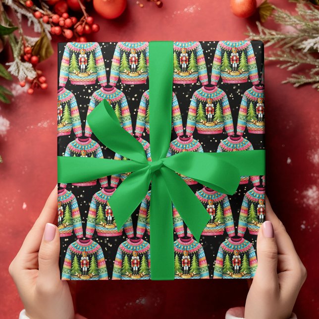 Niedlicher Weihnachtscrecker Ugly Christmas Sweate Geschenkpapier (Von Creator hochgeladen)