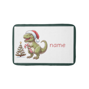 Niedlicher Weihnachtsdinosaurier Bath Mat Badematte