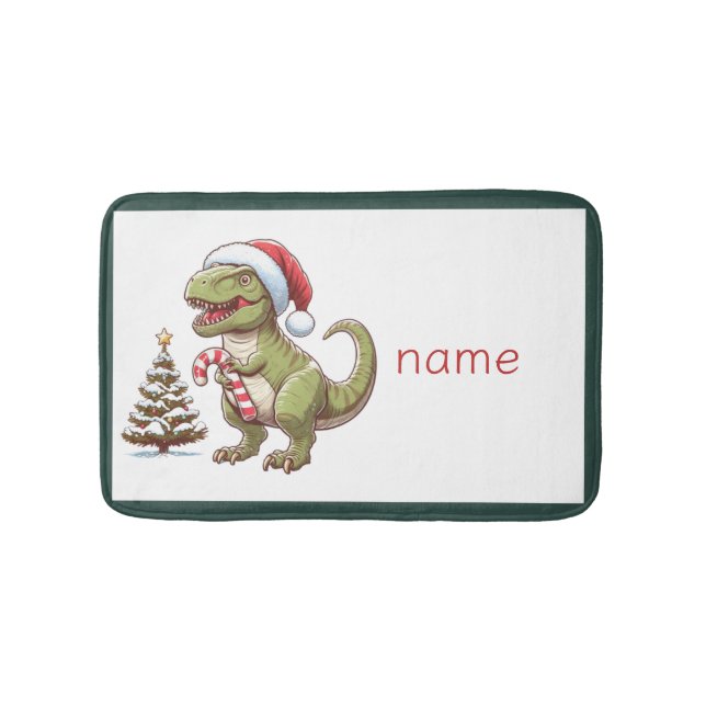 Niedlicher Weihnachtsdinosaurier Bath Mat Badematte (Vorderseite)