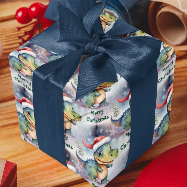 Niedlicher Weihnachtsdinosaurier Geschenkpapier (Von Creator hochgeladen)
