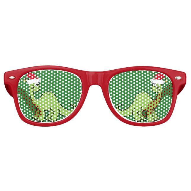 Niedlicher Weihnachtsdinosaurier Partybrille (Vorderseite)