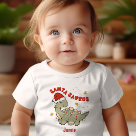 Niedlicher Weihnachtsdinosaurier Santasaurus Retro Baby T-shirt