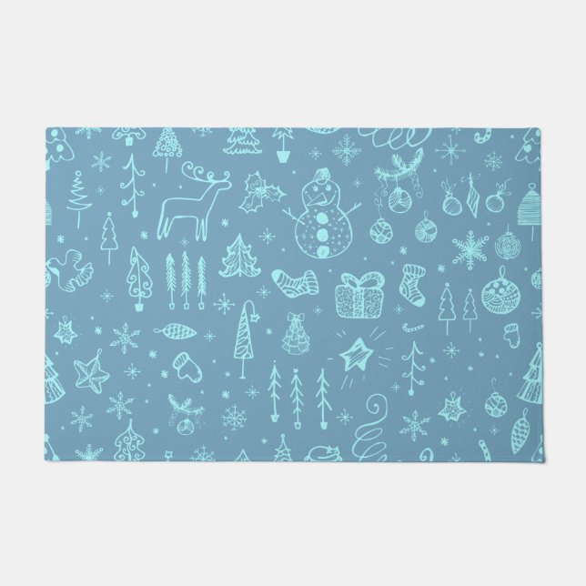 Niedlicher Weihnachtsdoodle Zeichnend Illustration Fußmatte (Vorderseite)