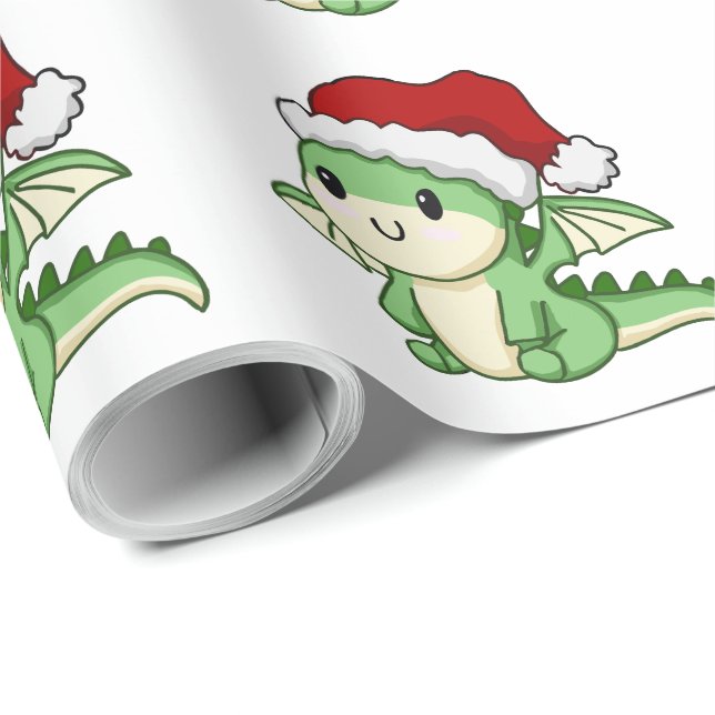 Niedlicher Weihnachtsdrache Geschenkpapier (Rolleneckpunkt)