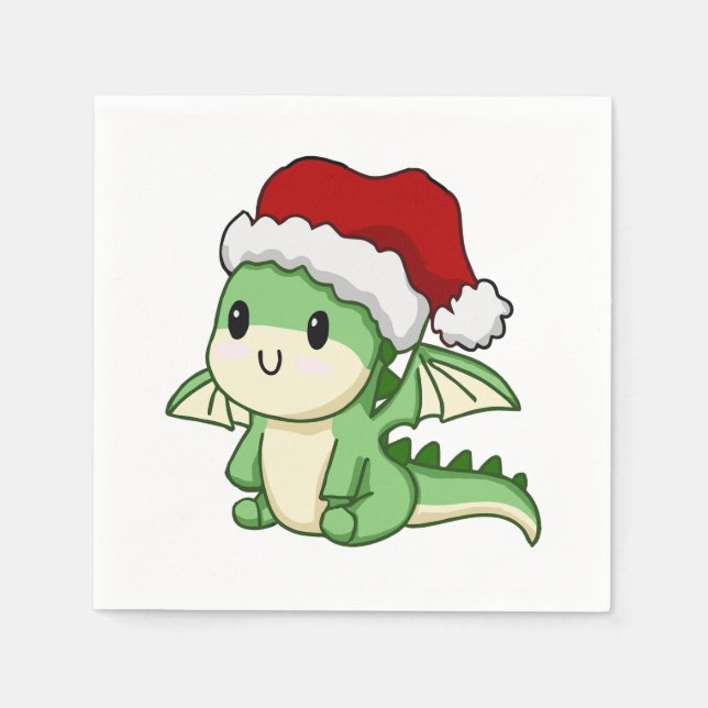 Niedlicher Weihnachtsdrache Serviette (Vorderseite)