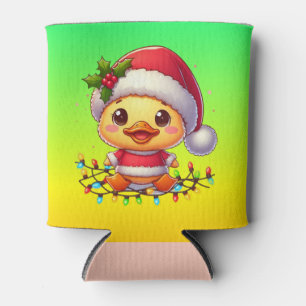 Niedlicher Weihnachtsduck-Cartoon Santa-68362 Dosenkühler