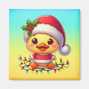 Niedlicher Weihnachtsduck-Cartoon Santa-68362 Magnet