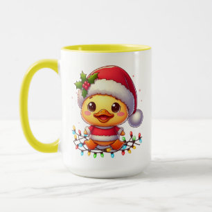 Niedlicher Weihnachtsduck-Cartoon Santa-68362 Tasse