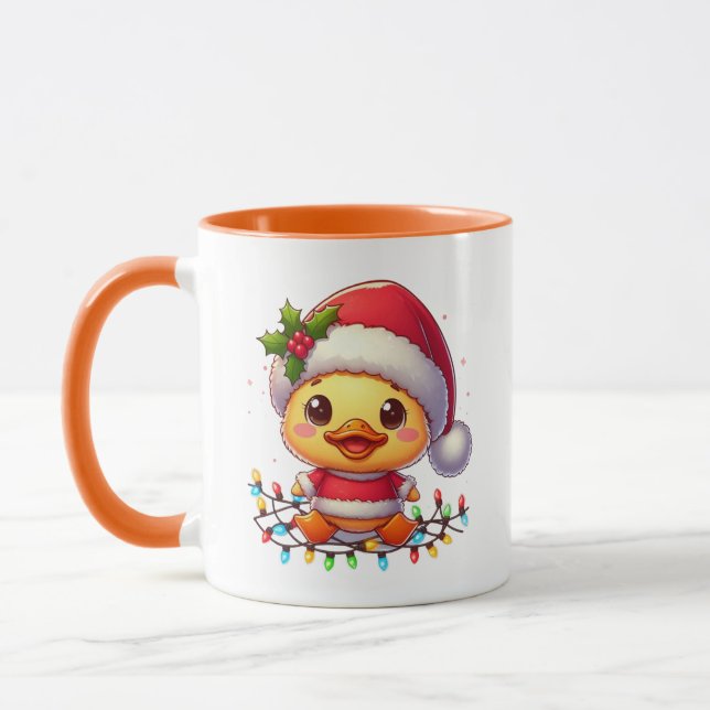 Niedlicher Weihnachtsduck-Cartoon Santa-68362 Tasse (Links)