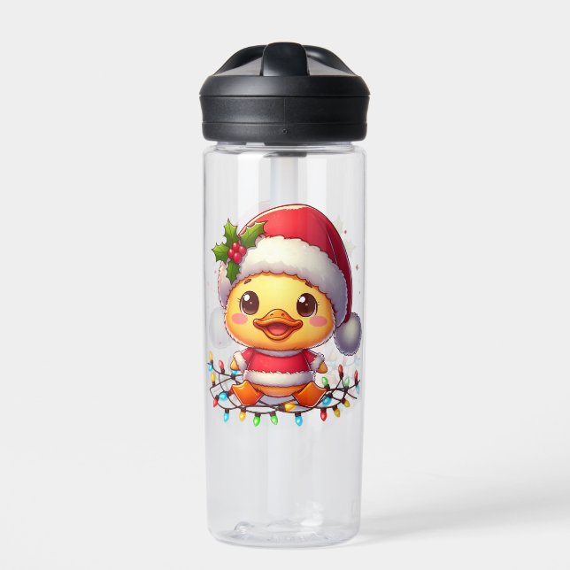 Niedlicher Weihnachtsduck-Cartoon Santa-68362 Trinkflasche (Vorderseite)