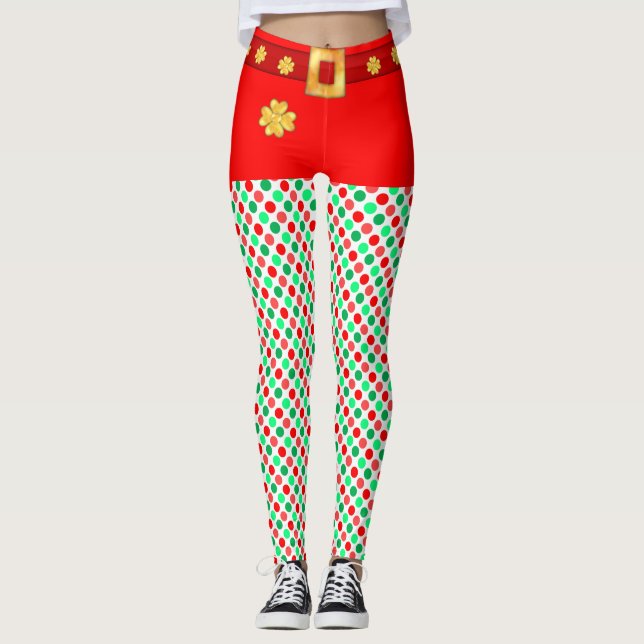 Niedlicher Weihnachtself Dotter Leggings (Vorderseite)