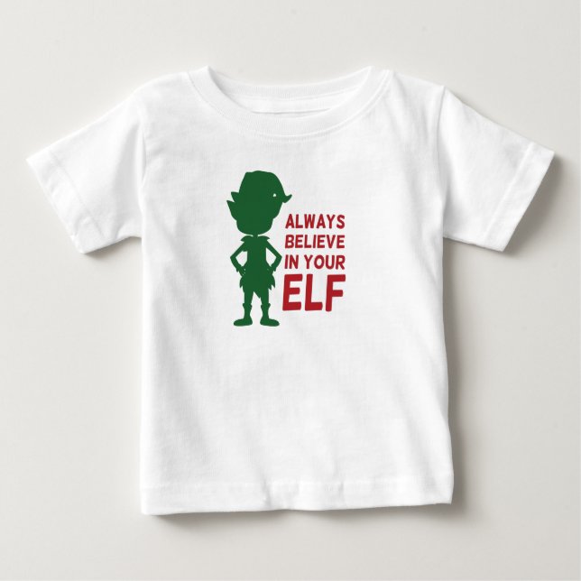 Niedlicher Weihnachtself Holiday Gedeckter Sonnenp Baby T-shirt (Vorderseite)