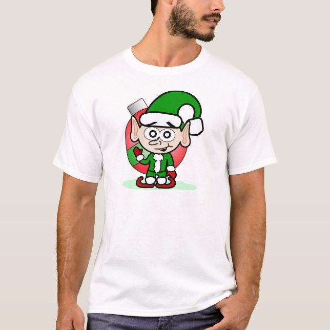 Niedlicher Weihnachtself Holiday Whimsical Cartoon T-Shirt (Vorderseite)